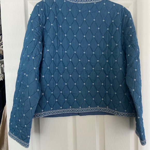 J. McLaughlin Jacket xl Blue Denim Chambray Helene Quilted Diamond office career - Picture 4 of 7